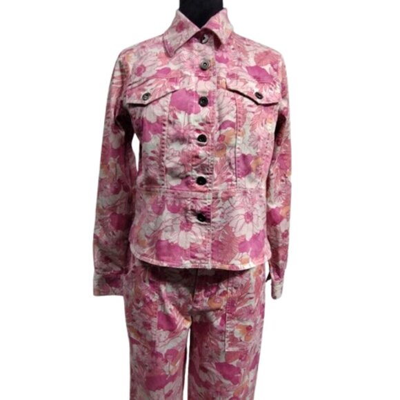 Liz Claiborne 2 Piece Y2K Denim Matching Set Jacket and Capris Women's 4 Small - Picture 11 of 14